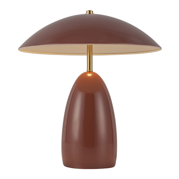 Kuzco Poppy 12" LED Table Lamp, Burgundy/Steel Shade