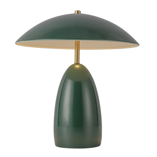 Kuzco Poppy 12" LED Table Lamp, Pine Green/Steel Shade