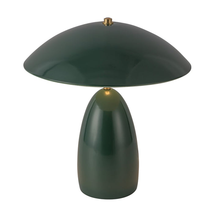 Kuzco Poppy 12" LED Table Lamp, Pine Green/Steel Shade