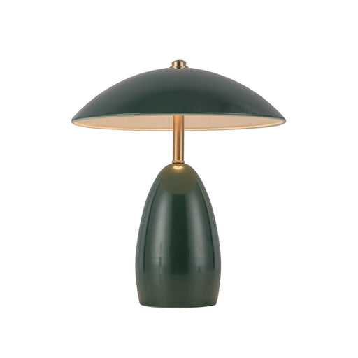 Kuzco Poppy 9" LED Table Lamp, Pine Green/Steel Shade