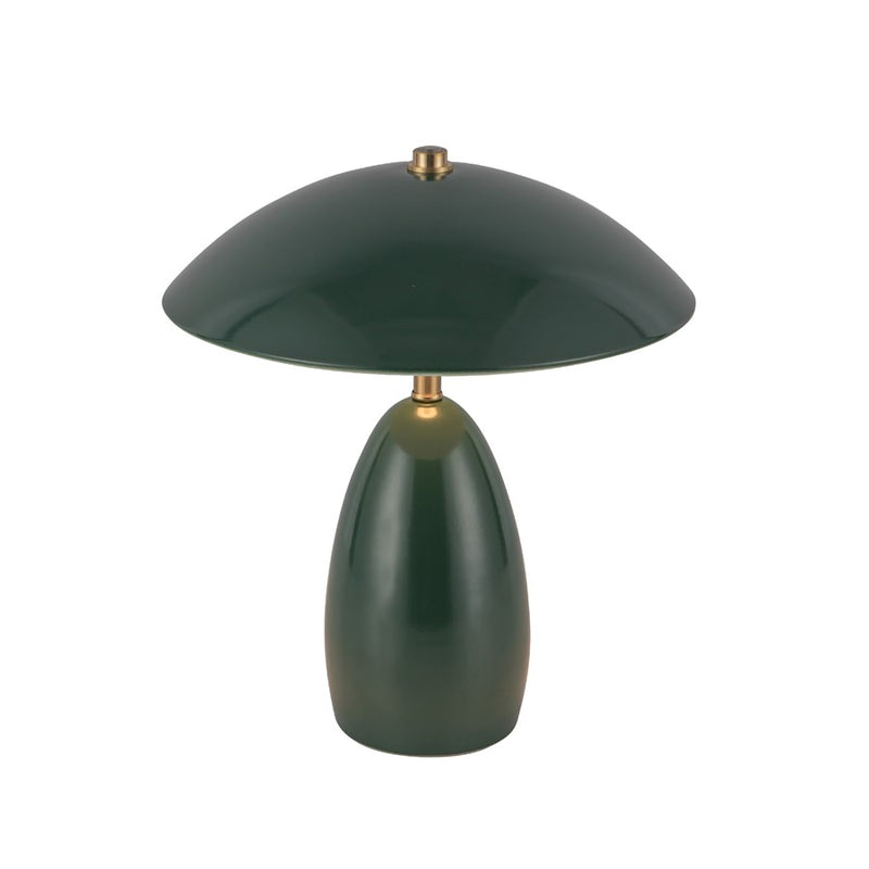 Kuzco Poppy 9" LED Table Lamp, Pine Green/Steel Shade