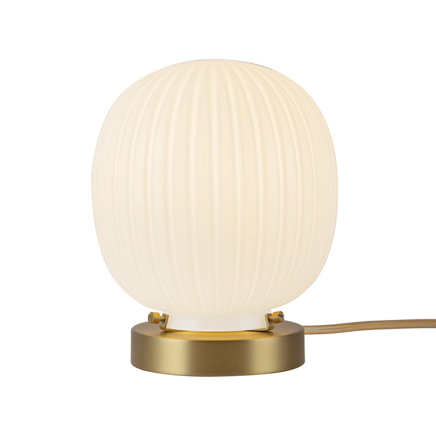 Kuzco Cherise 7" Socket Table Lamp, Gold/Glossy Ribbed Opal Glass - TL579107BGGR