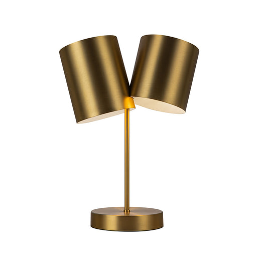 Kuzco Keiko 2-Light 14in Table Lamp | Mid-Century Modern Brushed Gold Steel and Aluminum | Living Room & Bedroom Accent | Model TL58814-BG