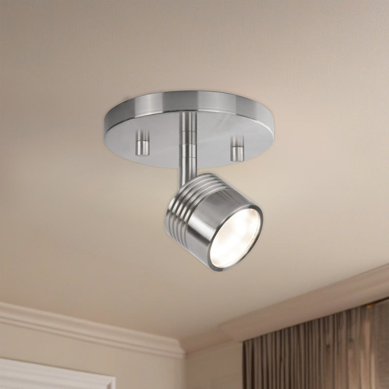Kuzco Lyra 6in LED Track Light | Brushed Nickel Aluminum and Diffusive Glass Lens | Living Room & Kitchen Accent | 400lm 3000K | Model TR10006-BN