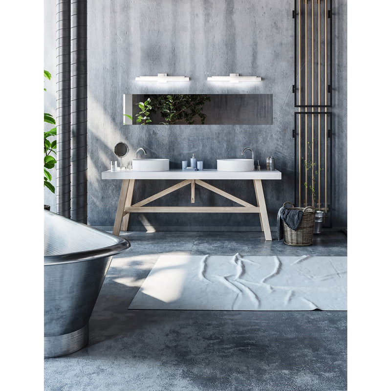 Kuzco Soho 27in LED Vanity | Brushed Nickel and White Acrylic Diffuser | Bathroom & Powder Room | Model VL13424-BN