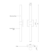 Kuzco Rona 24in 1-Light LED Vanity Light | Brushed Nickel and Opal Glass | Bathroom Vanity & Hallway Light | 4.5 x 24 x 2.75 in | Model VL17024-BN