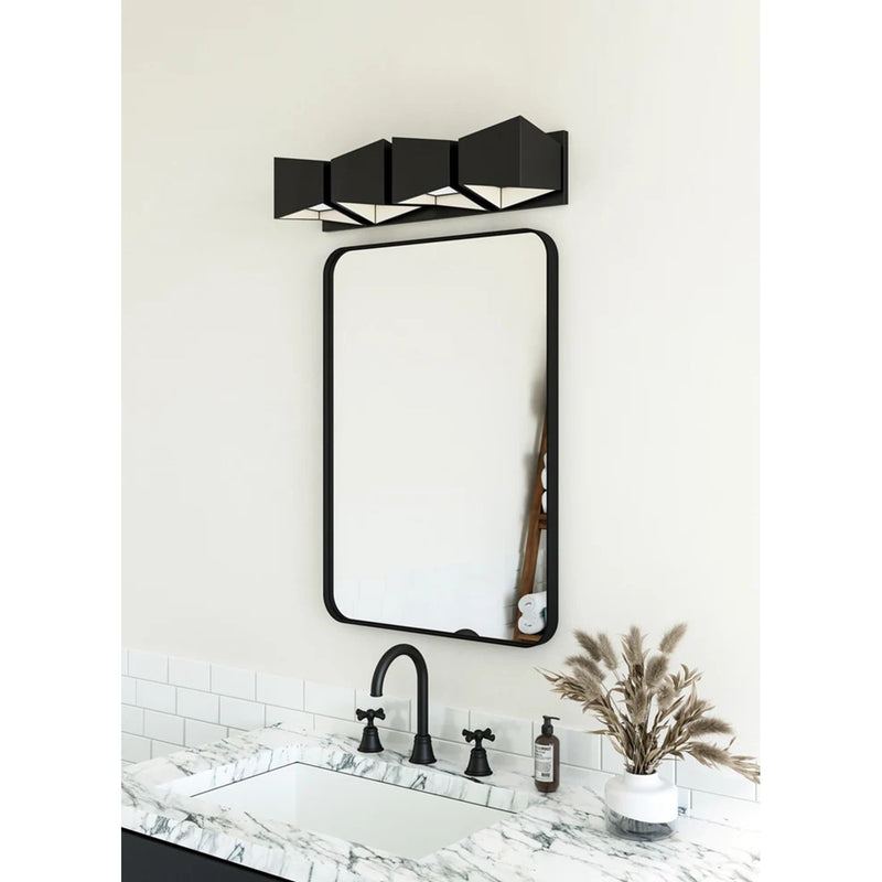 Kuzco Cubix 24in LED Vanity Light | Black and White with White Acrylic Diffuser | Bathroom & Kitchen Vanity | 3400lm 3000K | Model VL31224-BK-WH