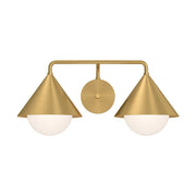 Kuzco Remy 21in 2-Light Vanity Light | Modern Brushed Gold Steel and Matte Opal Glass | Bathroom Vanity & Powder Room | Model VL485221BGOP