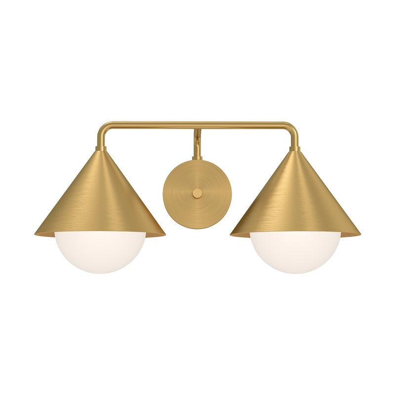 Kuzco Remy 21in 2-Light Vanity Light | Modern Brushed Gold Steel and Matte Opal Glass | Bathroom Vanity & Powder Room | Model VL485221BGOP