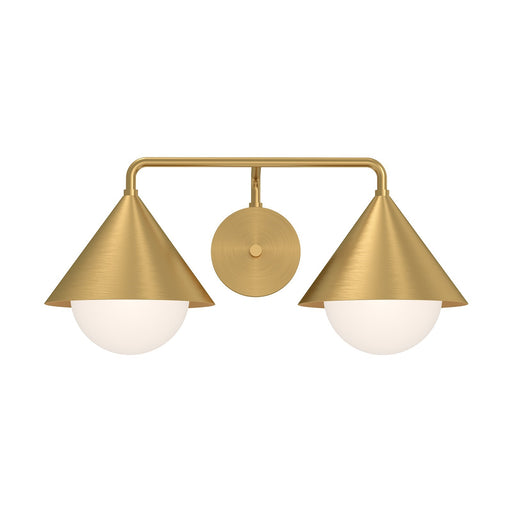Kuzco Remy 21in 2-Light Vanity Light | Modern Brushed Gold Steel and Matte Opal Glass | Bathroom Vanity & Powder Room | Model VL485221BGOP