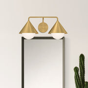 Kuzco Remy 21in 2-Light Vanity Light | Modern Brushed Gold Steel and Matte Opal Glass | Bathroom Vanity & Powder Room | Model VL485221BGOP