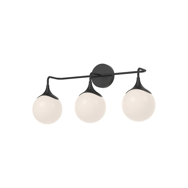 Kuzco Nouveau 25in 3-Light Vanity Light | Art Nouveau Matte Black and Opal Glass | Bathroom & Powder Room | 25.62 x 11.88 in | Model VL505125MBOP