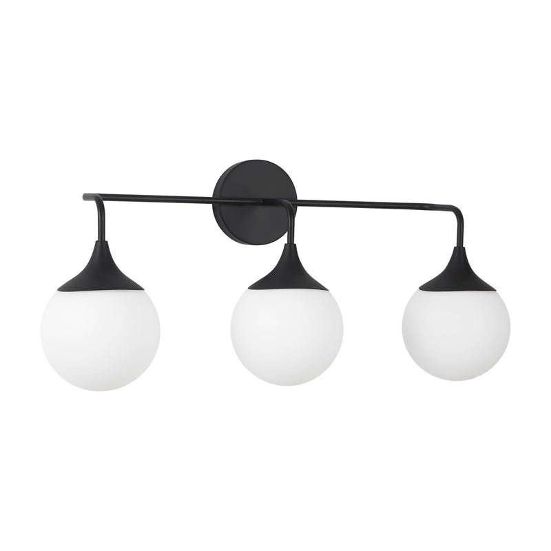 Kuzco Nouveau 25in 3-Light Vanity Light | Art Nouveau Matte Black and Opal Glass | Bathroom & Powder Room | 25.62 x 11.88 in | Model VL505125MBOP