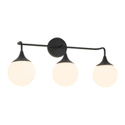 Kuzco Nouveau 25in 3-Light Vanity Light | Art Nouveau Matte Black and Opal Glass | Bathroom & Powder Room | 25.62 x 11.88 in | Model VL505125MBOP