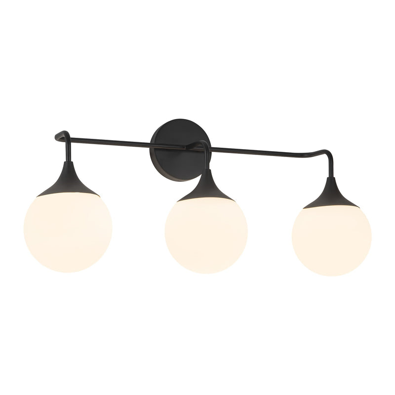 Kuzco Nouveau 25in 3-Light Vanity Light | Art Nouveau Matte Black and Opal Glass | Bathroom & Powder Room | 25.62 x 11.88 in | Model VL505125MBOP
