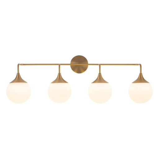 Kuzco Nouveau 35in 4-Light Vanity Light | Art Nouveau Aged Gold and Opal Matte Glass | Bathroom Vanity & Powder Room | Model VL505136AGOP