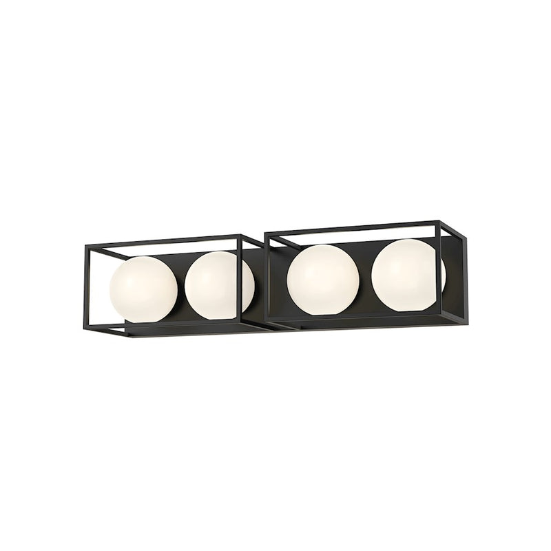 Kuzco Amelia 27in 4-Light Vanity | Matte Black and Opal Matte Glass | Bathroom Vanity Light | 27 x 6 x 8 in | Model VL519427MBOP