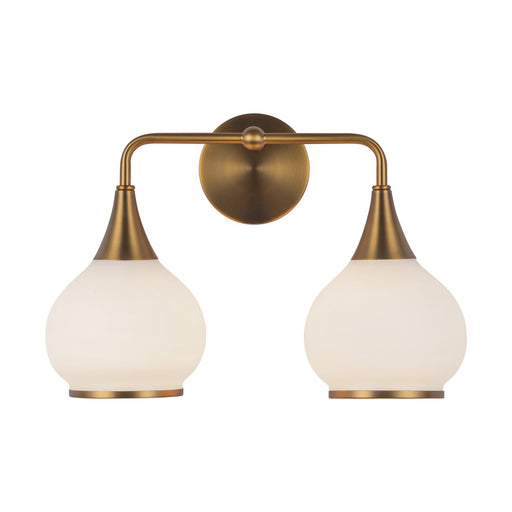 Alora Mood Hazel 17in 2-Light Vanity Light | Vintage Aged Gold and Opal Matte Glass | Bathroom Vanity | 2x60W E26, Damp Rated | Model VL524217AGOP
