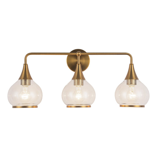 Kuzco Hazel 3-Light 26in Vanity Light | Vintage Apothecary Aged Gold and Clear Glass | Bathroom & Powder Room | 26 x 7 x 12 in | Model VL524326AGCL