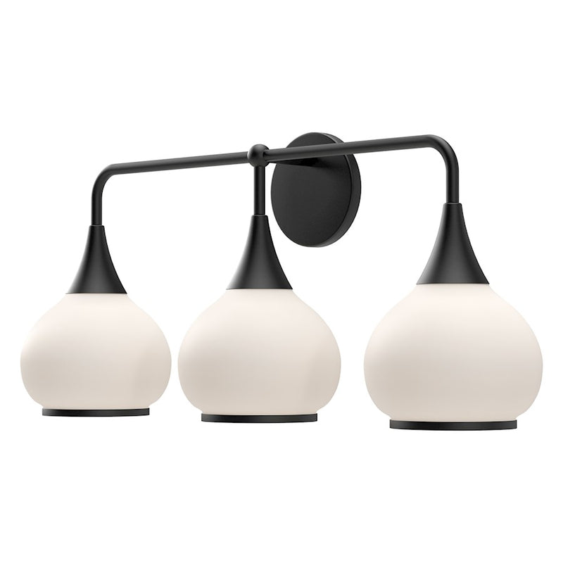 Kuzco Hazel 26in 3-Light Vanity Light | Vintage Matte Black and Opal Glass | Bathroom Vanity & Powder Room | 26.75 x 11.88 x 7 in | Model VL524326MBOP
