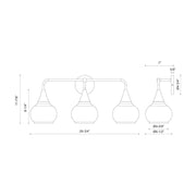 Kuzco Hazel 26in 3-Light Vanity Light | Vintage Matte Black and Opal Glass | Bathroom Vanity & Powder Room | 26.75 x 11.88 x 7 in | Model VL524326MBOP