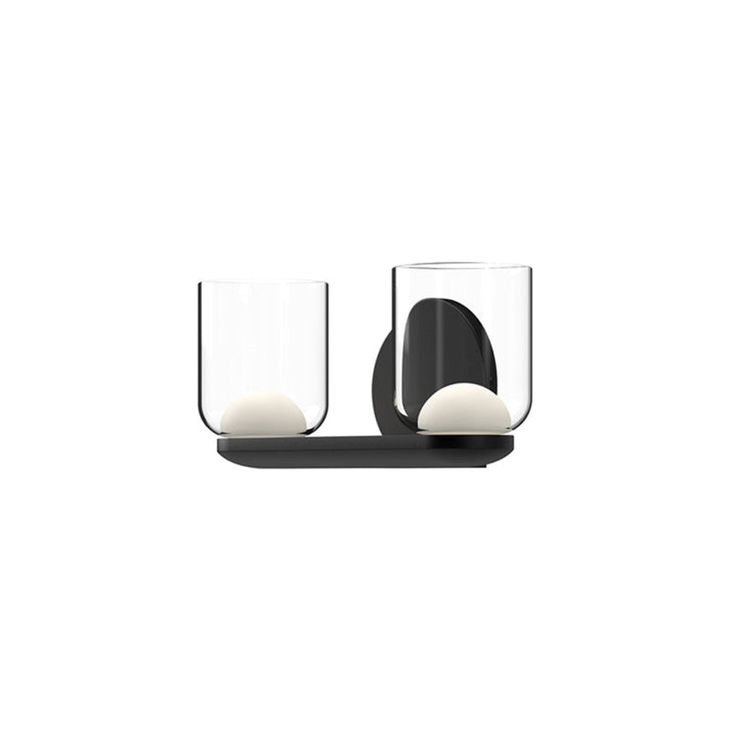 Kuzco Cedar 12in 1-Light LED Vanity | Modern Black Aluminum and Clear Glass with White Diffuser | Bathroom Vanity & Powder Room | Model VL52512-BK-CL