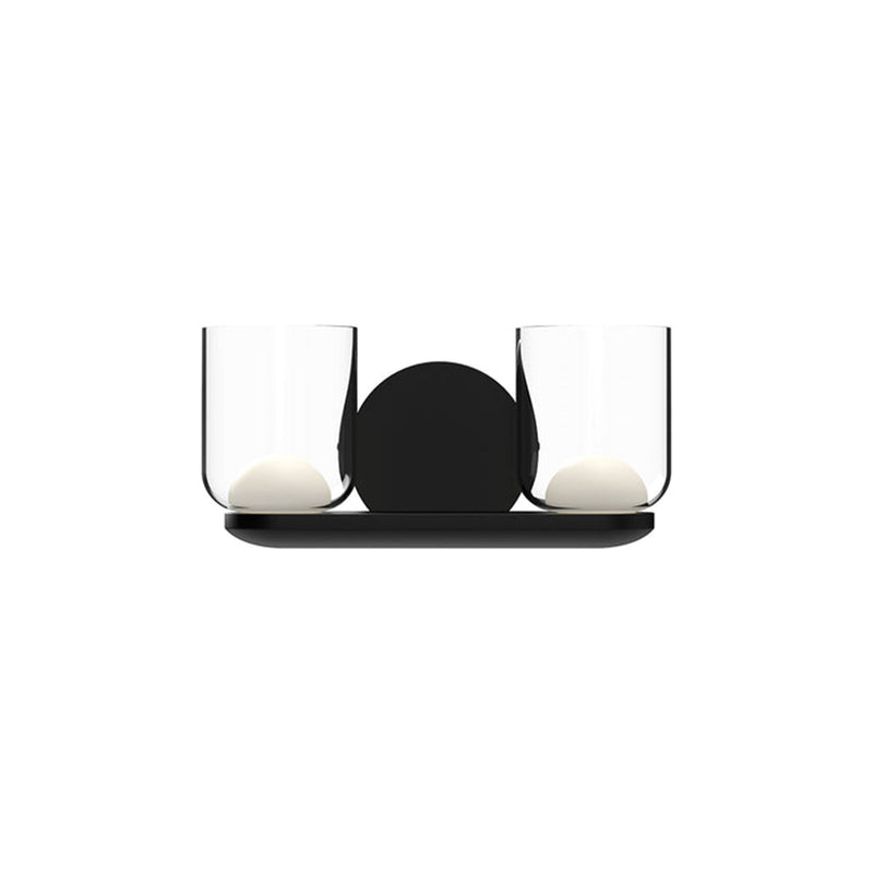 Kuzco Cedar 12in 1-Light LED Vanity | Modern Black Aluminum and Clear Glass with White Diffuser | Bathroom Vanity & Powder Room | Model VL52512-BK-CL