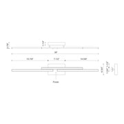 Kuzco Anello Minor 38in 1-Light LED Vanity Light | Brushed Nickel and Frosted Acrylic | Bathroom Vanity | 38 x 1.75 in | Model VL52738-BN