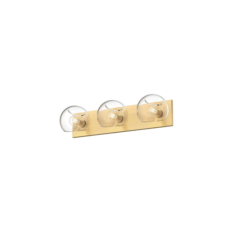 Kuzco Willow 22in 3-Light Vanity Light | Brushed Gold and Clear Glass | Bathroom & Powder Room | 22.62 x 6.5 x 5.25 in | Model VL548322BGCL
