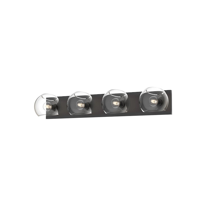 Kuzco Willow 31in 4-Light Vanity Light | Modern Matte Black and Clear Glass | Bathroom Vanity | 31 x 5 x 6.5 in | Model VL548431MBCL