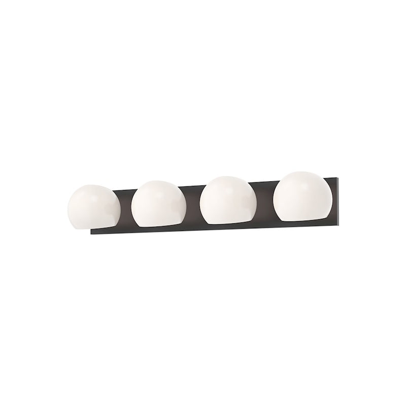 Kuzco Willow 31in 4-Light Vanity Light | Modern Matte Black and Opal Matte Glass | Bathroom Vanity | 31 x 5.25 x 6.5 in | Model VL548431MBOP