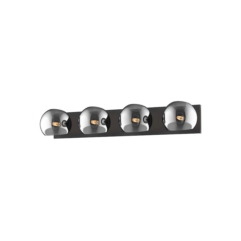 Kuzco Willow 31in 4-Light Vanity Light | Modern Matte Black and Smoked Glass | Bathroom Vanity & Powder Room | 31 x 5.25 x 6.5 in | Model VL548431MBSM