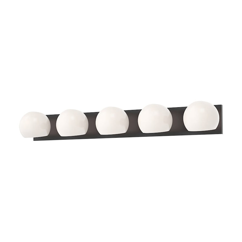 Kuzco Willow 40in 5-Light Vanity | Modern Matte Black and Opal Matte Glass | Bathroom Vanity Light | 39.38 x 5.25 in | Model VL548540MBOP