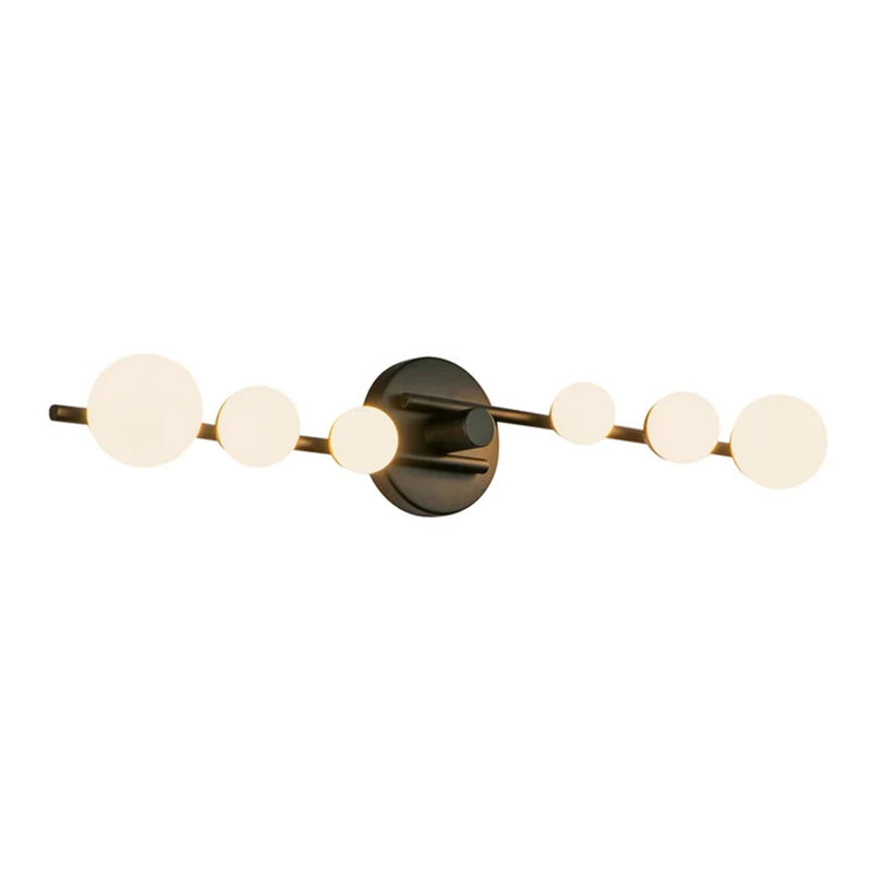 Kuzco Juniper 29in LED Vanity Light | Modern Black and Opal Glass | Bathroom & Powder Room | 28.6 x 28.6 x 4.9 in | Model VL55529-BK-OP