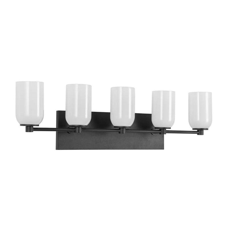 Kuzco Nola 32in 5-Light Vanity Light | Modern Black and Glossy Opal Glass Shades | Bathroom Vanity & Powder Room | Model VL57732-BK-GO