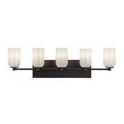 Kuzco Nola 32in 5-Light Vanity Light | Modern Black and Glossy Opal Glass Shades | Bathroom Vanity & Powder Room | Model VL57732-BK-GO
