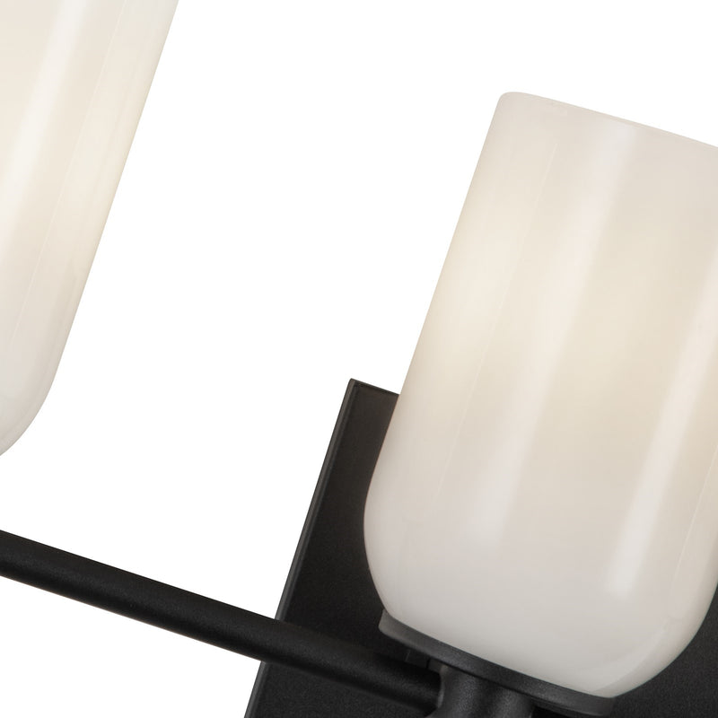 Kuzco Nola 32in 5-Light Vanity Light | Modern Black and Glossy Opal Glass Shades | Bathroom Vanity & Powder Room | Model VL57732-BK-GO