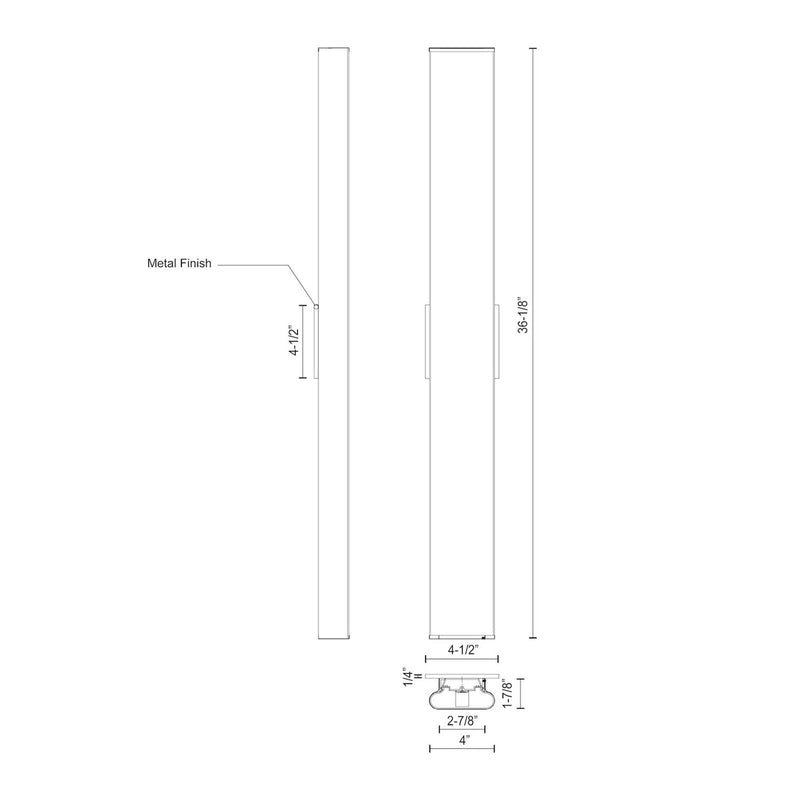 Kuzco Ferguson 36in 1-Light LED Vanity | Modern Chrome and White Acrylic Diffuser | Bathroom Vanity | 36.12 x 4 x 1.88 in | Model VL60236-CH