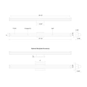 Kuzco Plymouth 37in LED Vanity Light | Chrome and Frosted PC Diffuser | Bathroom & Powder Room | 37.5 x 2.88 in | Model VL60637-CH