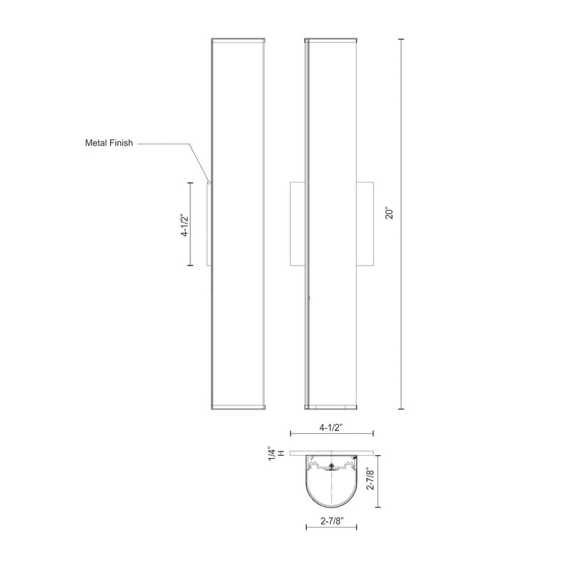 Kuzco Longitude 20in 1-Light LED Bathroom Vanity Light | Modern Brushed Gold Aluminum and White Acrylic | Bathroom & Powder Room | Model VL61220-BG