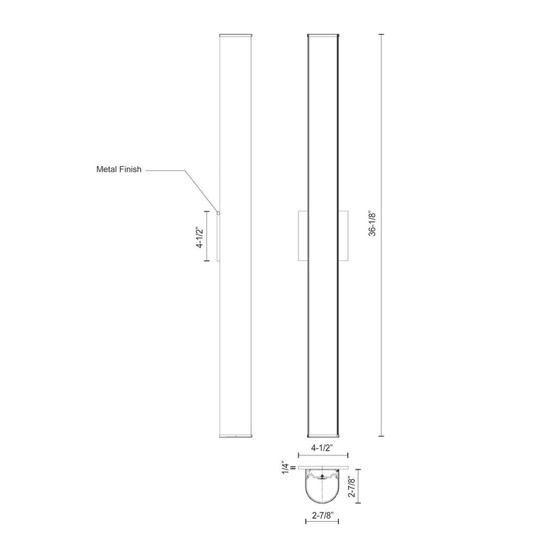 Kuzco Longitude 36in LED Vanity | Modern Chrome and White Acrylic | Bathroom Vanity Light | Model VL61236-CH