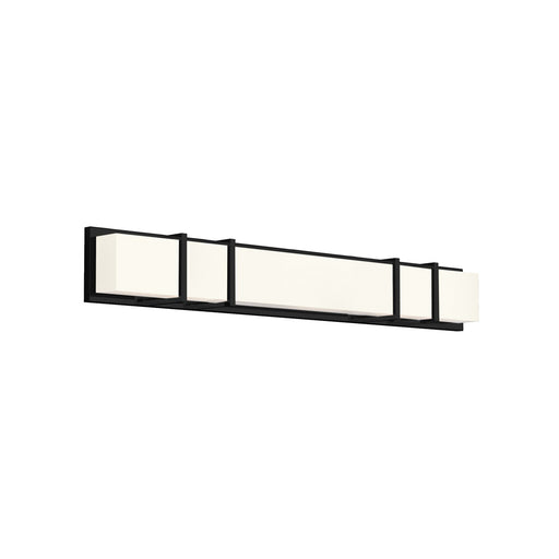 Kuzco Alberni 38in LED Vanity | Electroplated Steel Black and Opal Acrylic | Bathroom Vanity & Powder Room | 38 x 5.12 x 3.25 in | Model VL61638-BK