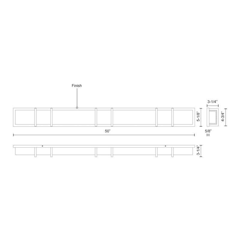 Kuzco Alberni 50in LED Vanity Light | Modern Black Steel and Frosted Acrylic | Bathroom Vanity & Mirror Light | 50 x 5 x 3.25 in | Model VL61650-BK