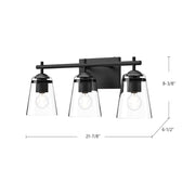Alora Mood Addison 22in 3-Light Vanity Light | Modern Aged Gold Metal and Clear Glass | Bathroom Vanity & Powder Room | Model VL638221AGCL