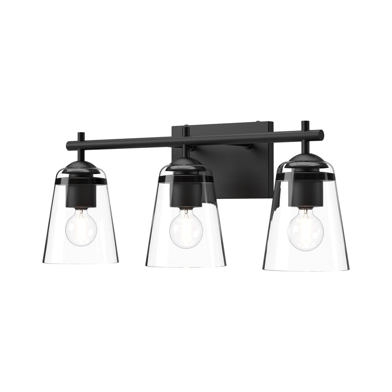 Kuzco Addison 22in 3-Light Vanity Light | Modern Matte Black and Clear Glass | Bathroom Vanity & Powder Room | Model VL638221MBCL
