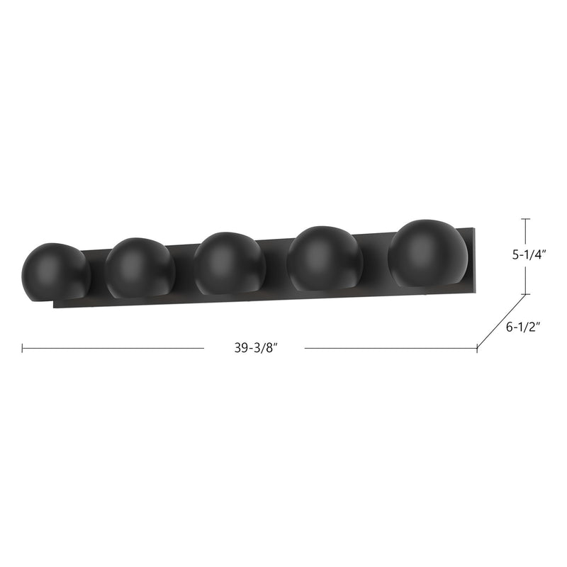 Kuzco Willow 40in 5-Light Vanity Light | Matte Black Metal | Bathroom & Powder Room | 39 x 5 x 6 in | Model VL648540MB