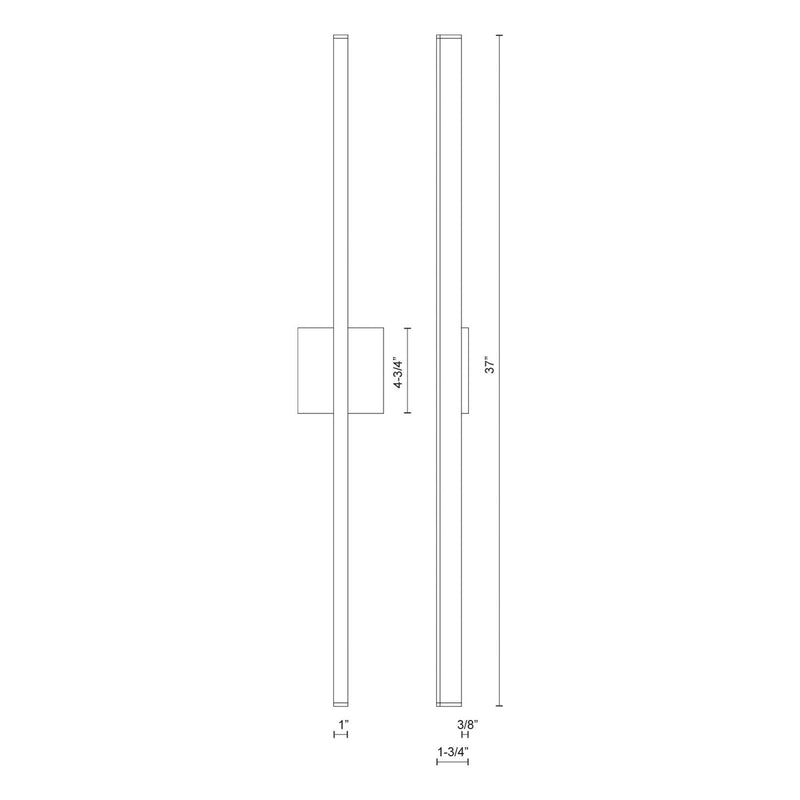 Kuzco Vega 37in 1-Light LED Wall Sconce | Modern Brushed Gold and White Acrylic Diffuser | Hallway & Living Room Accent | 2000lm | Model WS10336-BG