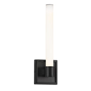 Kuzco Rona 14in 1-Light LED Wall Sconce | Modern Black and Opal Glass | Hallway & Bedroom Accent Light | 1200lm, 3000K, Dimmable | Model WS17014-BK