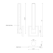 Kuzco Rona 14in 1-Light LED Wall Sconce | Modern Black and Opal Glass | Hallway & Bedroom Accent Light | 1200lm, 3000K, Dimmable | Model WS17014-BK