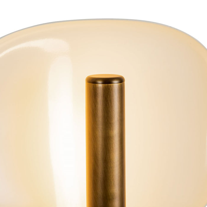 Kuzco Lustre 9" Wht Dimmable LED Wall Sconce, Pearl Wht/Vintage Brass